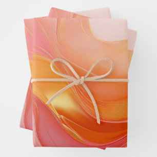 Hoja De Papel De Regalo Amanecer moderno naranja, rosa y dorado-
