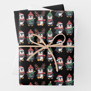 Hoja De Papel De Regalo Amante del pingüino de Navidad Animales lindos Fam