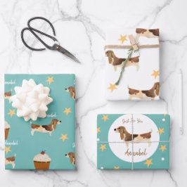 Hoja De Papel De Regalo Amantes de los perros callejeros, Basset Hound per