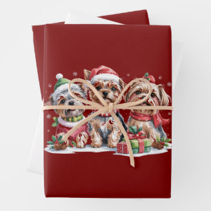 Hoja De Papel De Regalo Amantes de perros Yorkshire Terrier de Navidad