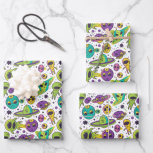 Hoja De Papel De Regalo Amantes del espacio de los chicos de Guay fiesta d