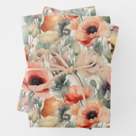 HOJA DE PAPEL DE REGALO AMAPOLAS AL ACUARELA