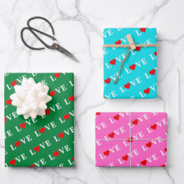 Hoja De Papel De Regalo AMAR azul azul azul verde rosa