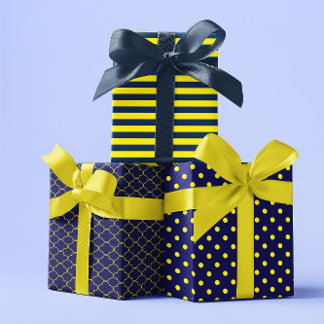 Hoja De Papel De Regalo Amarillo azul marino