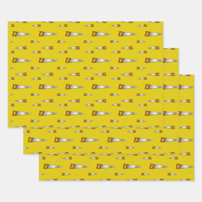 Hoja De Papel De Regalo Amarillo del carpintero de Saw Handyman (Set)