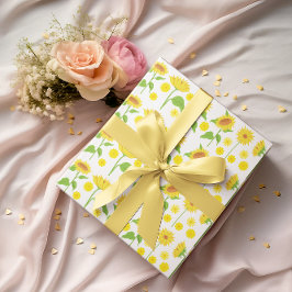 Hoja De Papel De Regalo Amarillo Girasol Flor Brillante Floral Moderno