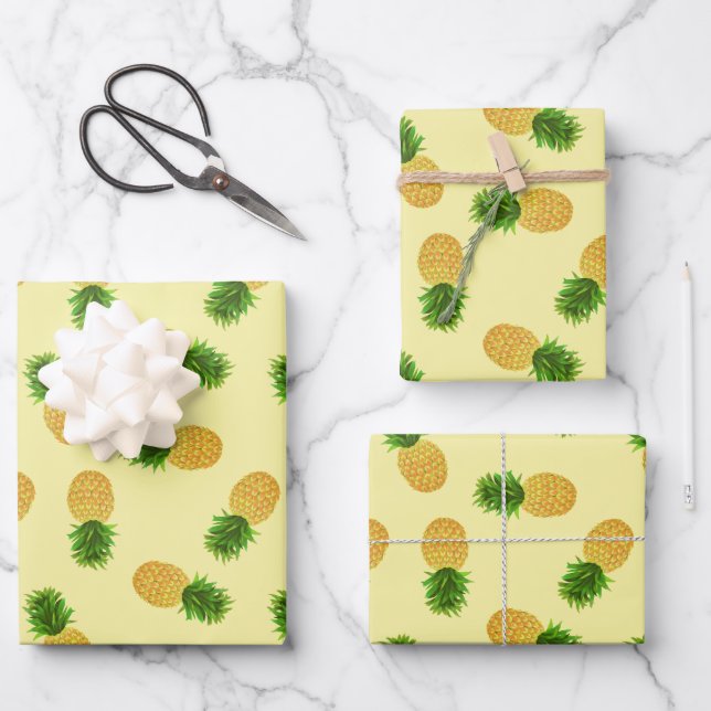 Hoja De Papel De Regalo Amarillo piña (Anverso)