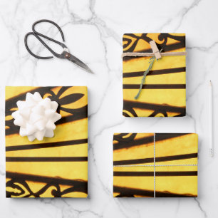 Hoja De Papel De Regalo Amarillo y negro