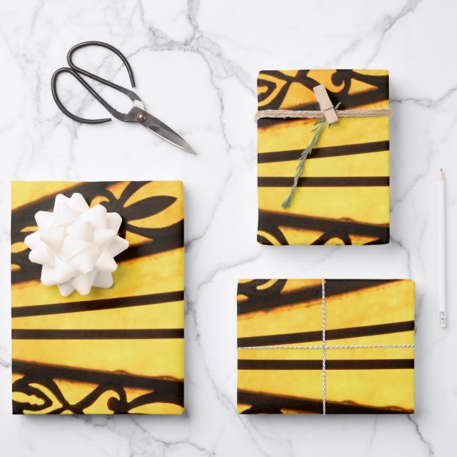 Hoja De Papel De Regalo Amarillo y negro (Anverso)