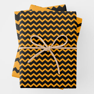 Hoja De Papel De Regalo Amarillo y negro Chevron en zigzag Divertido y aud
