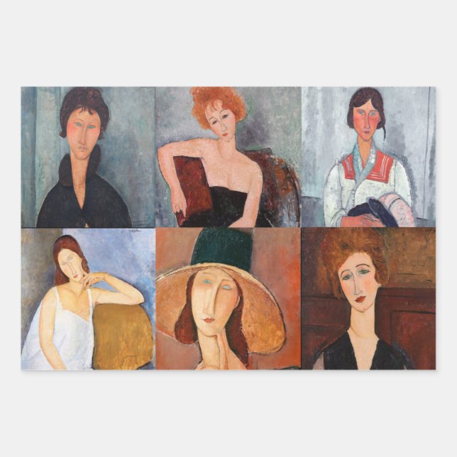 Hoja De Papel De Regalo Amedeo Modigliani - Collage de obras maestras (Anverso)
