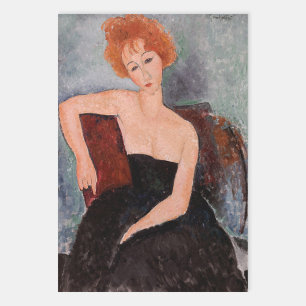 Hoja De Papel De Regalo Amedeo Modigliani - Vestido nocturno Chica pelirro