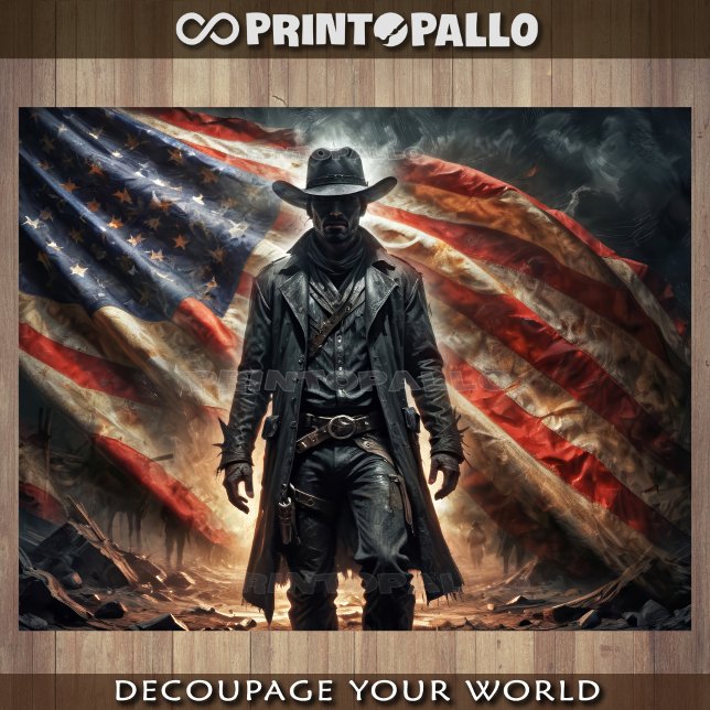 Hoja De Papel De Regalo American western outlaw cowboy hero with flag -  (Subido por el creador)
