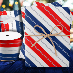 Hoja De Papel De Regalo Americana Rojo Blanco Azul Estrellas y Franjas