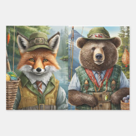 Hoja De Papel De Regalo Amigos Animales Aventureros, Amantes del Aire Libr