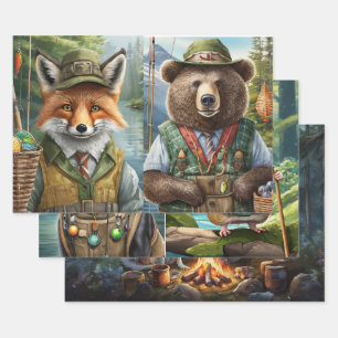 Hoja De Papel De Regalo Amigos Animales Aventureros, Amantes del Aire Libr