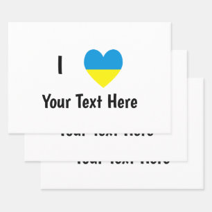 Hoja De Papel De Regalo Amo (Corazón Bandera de Ucrania) Texto Personaliza