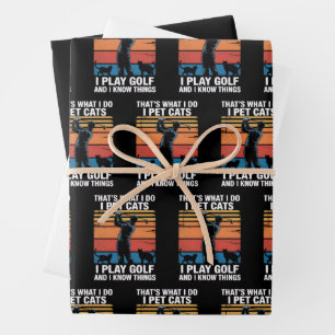 Hoja De Papel De Regalo Amo Gatos Juegan Golf & Conocen Cosas Gato Golfist