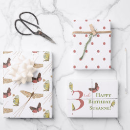 Hoja De Papel De Regalo Amor Bug Vintage Insect Nombre personalizado Cumpl