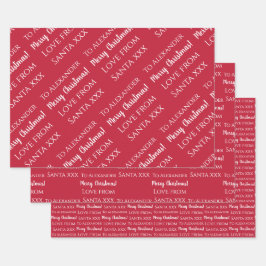 Hoja De Papel De Regalo Amor de nombre personalizado de santa roja