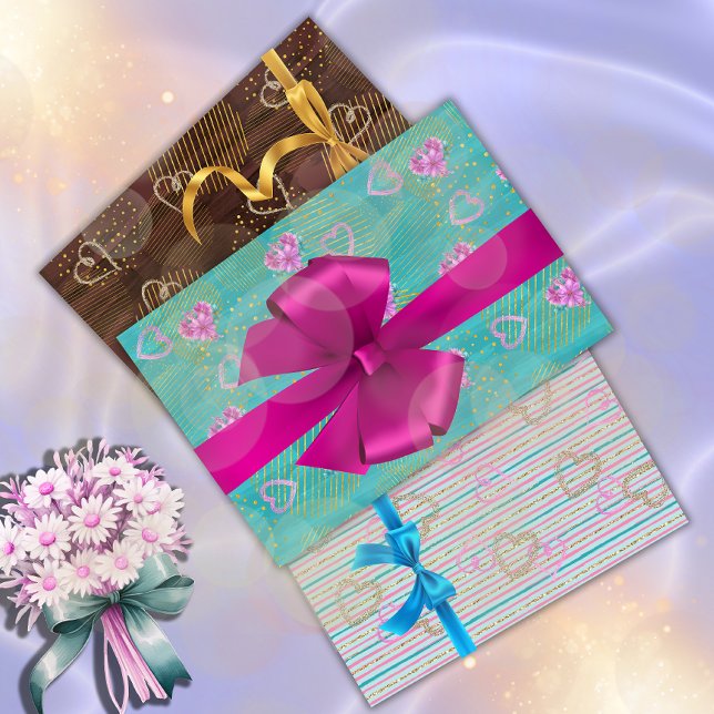 Hoja De Papel De Regalo Amor dorado (Colorful and elegant)