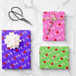 Hoja De Papel De Regalo AMOR Lavanda verde rosa