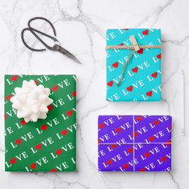 Hoja De Papel De Regalo AMOR Lavender Green Aqua Blue Turquoise