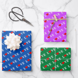 Hoja De Papel De Regalo AMOR Marina Azul Verde Púrpura