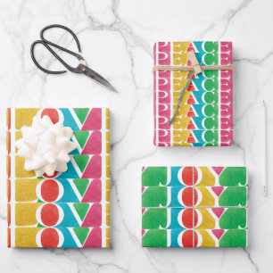 Hoja De Papel De Regalo AMOR MODERNO Y colorido ALEGRÍA DE LA PAZ Feliz Na