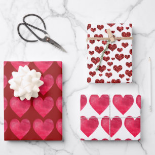 Hoja De Papel De Regalo Amor rojo día de San Valentín y corazones estiliza