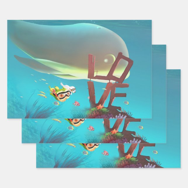 Hoja De Papel De Regalo Amor submarino (Set)