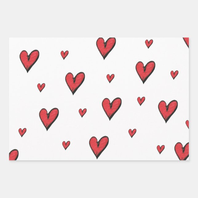 Hoja De Papel De Regalo Amor y corazones (Anverso)