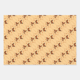 Hoja De Papel De Regalo Amor y mariposas en naranja