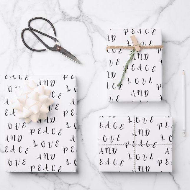 Hoja De Papel De Regalo Amor Y Paz Cuidados (Anverso)
