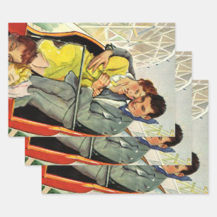 Hoja De Papel De Regalo Amor y romance vintage, paseo en montaña rusa