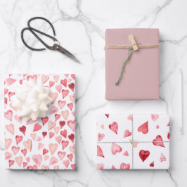 Hoja De Papel De Regalo AMORE Cute Watercolor Heart Día de San Valentín