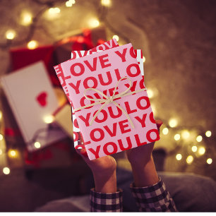 Hoja De Papel De Regalo Amores rojos y rosados brillantes San Valentín