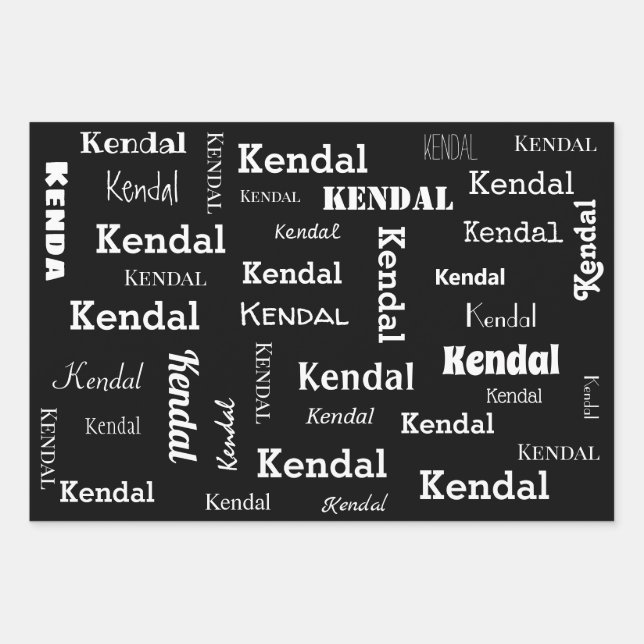 Hoja De Papel De Regalo Añadir su propio nombre Personalizado blanco y neg (Anverso)