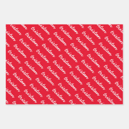 Hoja De Papel De Regalo Añadir tu nombre a Navidades rojos, blancos y verd