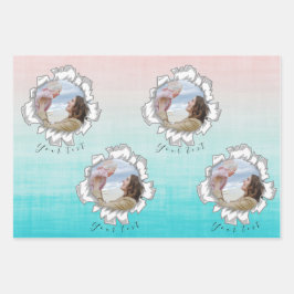 Hoja De Papel De Regalo Añadir tu Personalizado arcoiris de texto fotográf