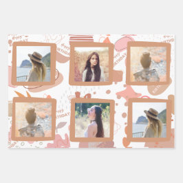 Hoja De Papel De Regalo Añadir tu propia foto feliz cumpleaños envolver pa