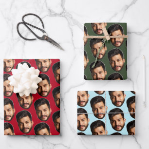 Hoja De Papel De Regalo Añadir un patrón de fotografía de cara divertida p