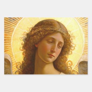 Hoja De Papel De Regalo Ángel Dorado Mensajero Suave del Amor 