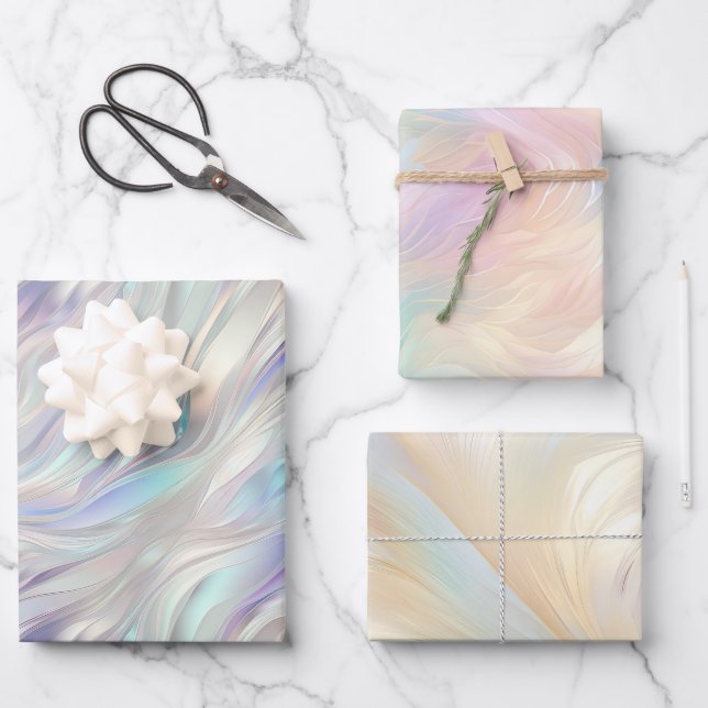 Hoja De Papel De Regalo Angel Wings Aqua Blue Pink (Anverso)