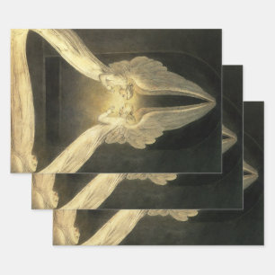 Hoja De Papel De Regalo Ángeles antiguos flotando sobre Jesucristo