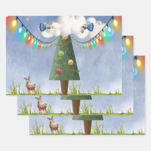 Hoja De Papel De Regalo Ángeles sobre el árbol de Navidad de alta decoraci