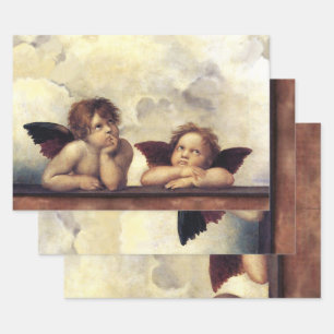 Hoja De Papel De Regalo ANGELS / Cherubs alados, nubes Raffaello Sanzio