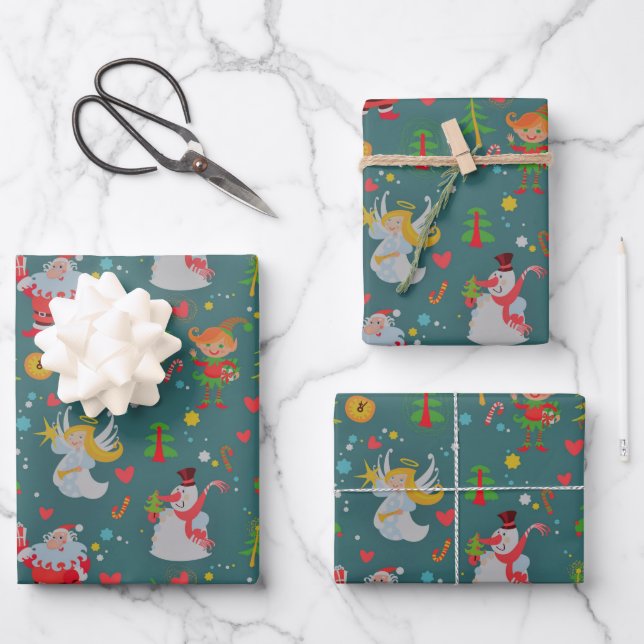 Hoja De Papel De Regalo Angels Navidades festivos  (Anverso)