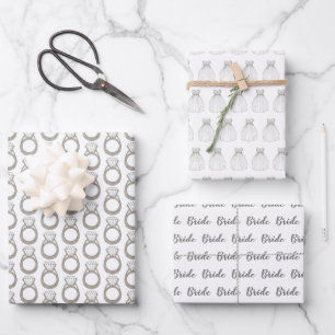 Hoja De Papel De Regalo Anillo de diamantes de la ducha nupcial del vestid