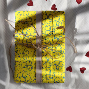 Hoja De Papel De Regalo Anillos de garabato de cobalto – patrón moderno